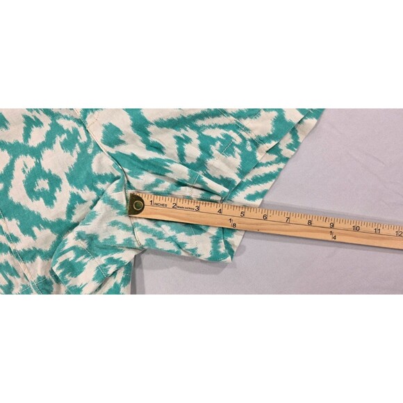 Ann Taylor LOFT Womens Shorts Linen Cotton Pockets Ikat Natural Green Size 12 - Picture 9 of 11